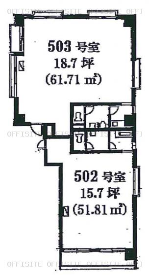 三貴ビルの502号室平面図