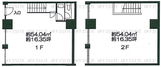 駒形松井ビルの1階～2階平面図