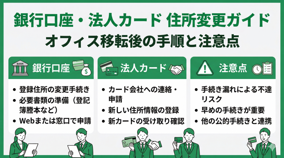 法人のオフィス移転で銀行口座・法人カードの住所変更はどうする?手順と注意点