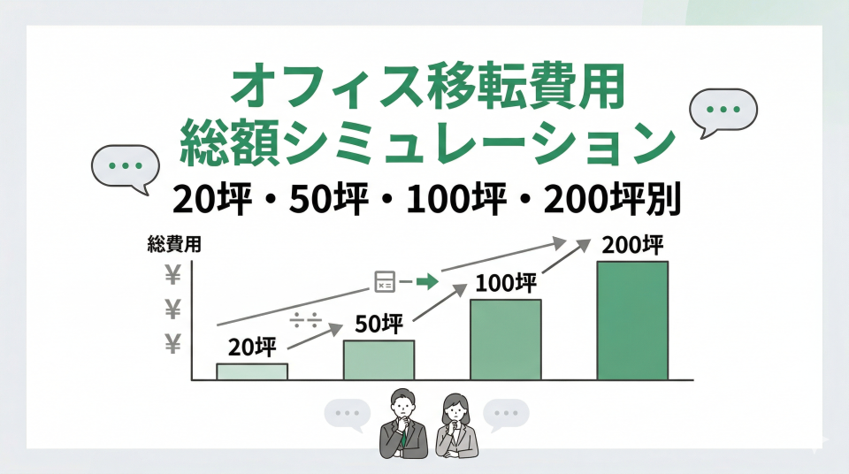 オフィス移転費用の総額シミュレーション|20坪・50坪・100坪・200坪別