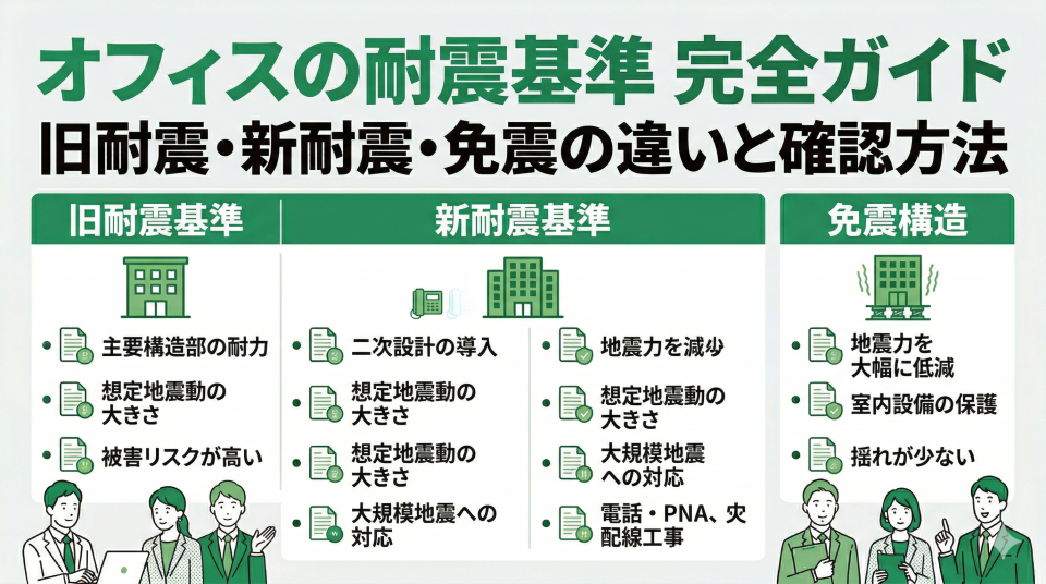 「賃貸オフィスの耐震基準を解説|旧耐震・新耐震・免震の違いと確認ポイント」