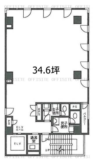 秋芳ビルの基準階(2階～7階)平面図