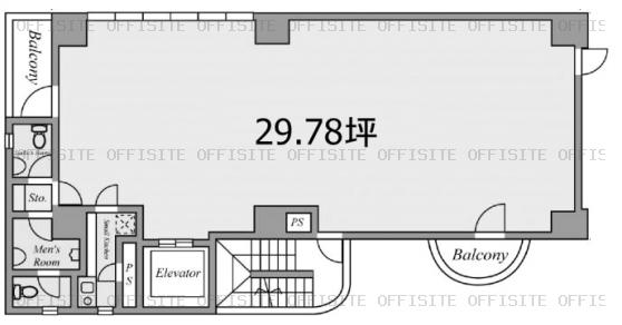 日本橋浜町吉田ビルの基準階 平面図