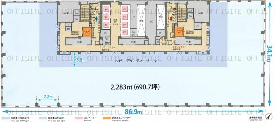ダイバーシティ東京オフィスタワーの基準階平面図