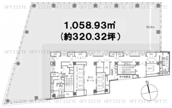 上野フロンティアタワーの基準階 平面図