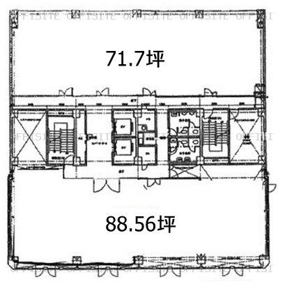 朝日生命川崎ビルの基準階平面図