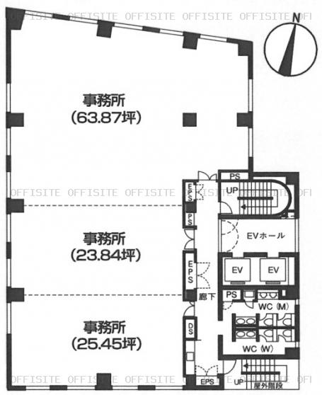 ＪＥＩ両国ビルの4階～11階(基準階) 平面図