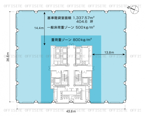 赤坂溜池タワーの基準階平面図