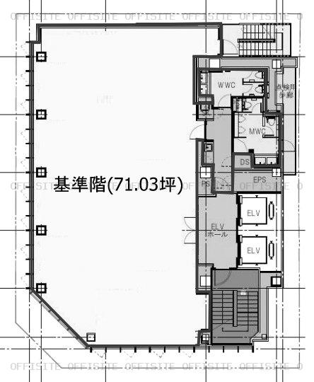 ＣＯＭＳ虎ノ門ビルの基準階 平面図