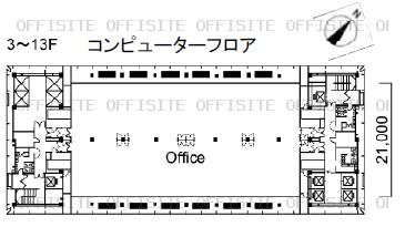 川崎テックセンターの基準階平面図