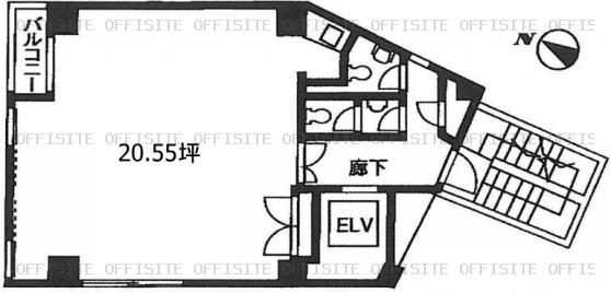 兼七ビルの基準階(2階～9階)平面図