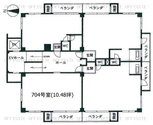 佐藤ビルの704号室平面図