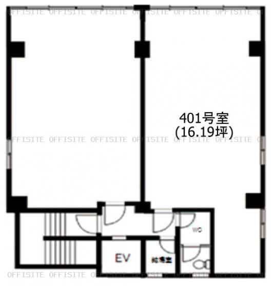 ＹＫＢ東ビルの401号室 平面図