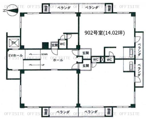 佐藤ビルの902号室平面図