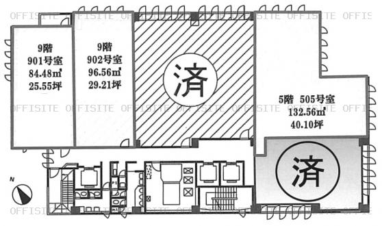 関内トーセイビルⅡの505号室平面図