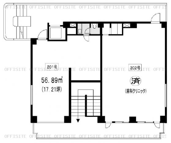 千恵ビルの201号室平面図