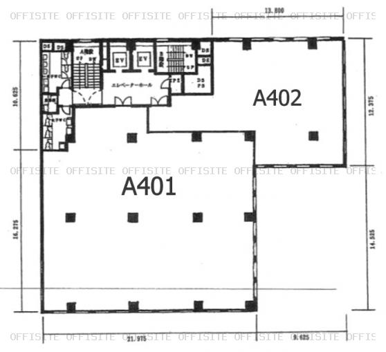 赤坂セブンスアヴェニュービルのA402号室平面図