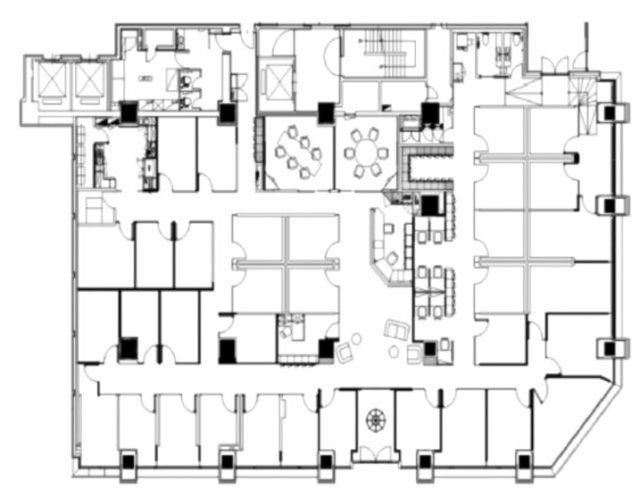 丸の内郵船ビル(1階:サービスオフィス)1-3名 通路側 間取り図