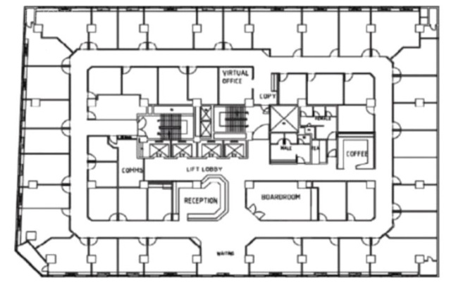 ワカ末ビル(7階:サービスオフィス)1-3名 窓側 間取り図