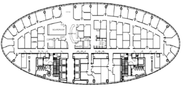 品川インターシティA棟(28階:サービスオフィス)2-3名 窓側 間取り図