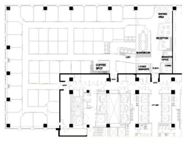 丸の内トラストタワー本館(20階:サービスオフィス)1-3名 通路側 間取り図