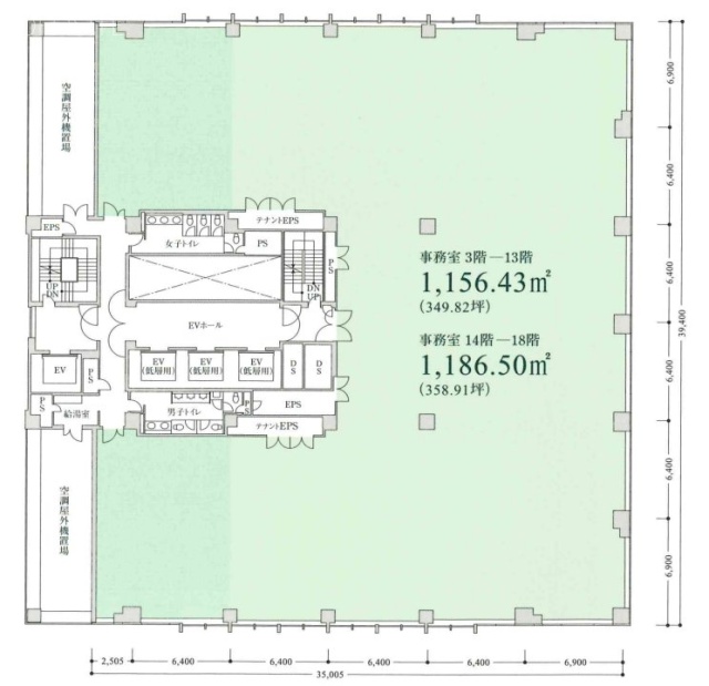 恵比寿ビジネスタワー18F 間取り図