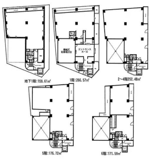 リリービルB1F~6F 間取り図