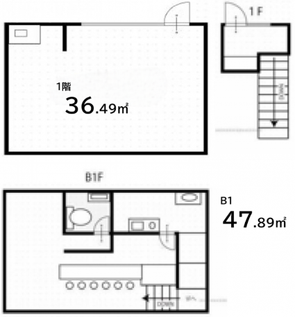 タッカービルB1F~1F 間取り図