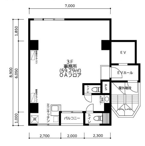 千川スクエアビル3F 間取り図