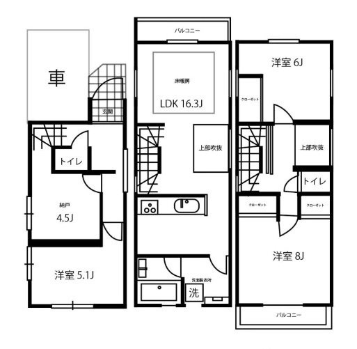 西日暮里戸建ビル1F~3F 間取り図