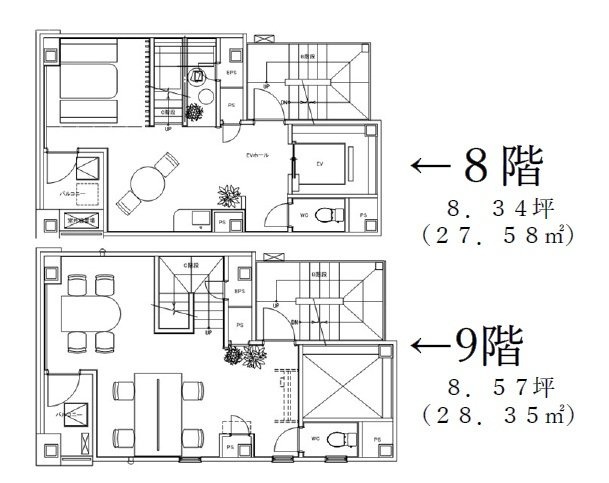 GM九段下8F~9F 間取り図