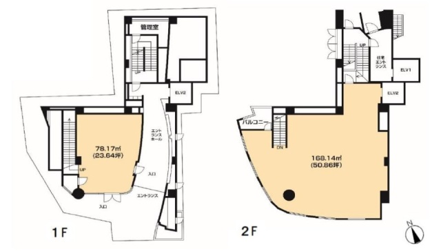 サウスタワー1F~2F 間取り図