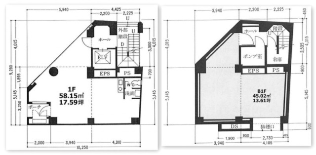 東英九段ビルB1F~1F 間取り図