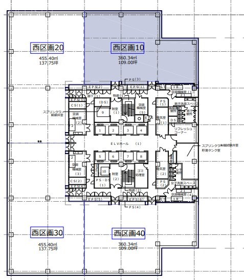 テレコムセンタービル西棟13F 間取り図