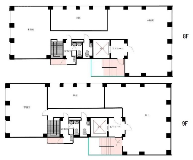 ヒキタカ飯田橋ビル8F~9F 間取り図