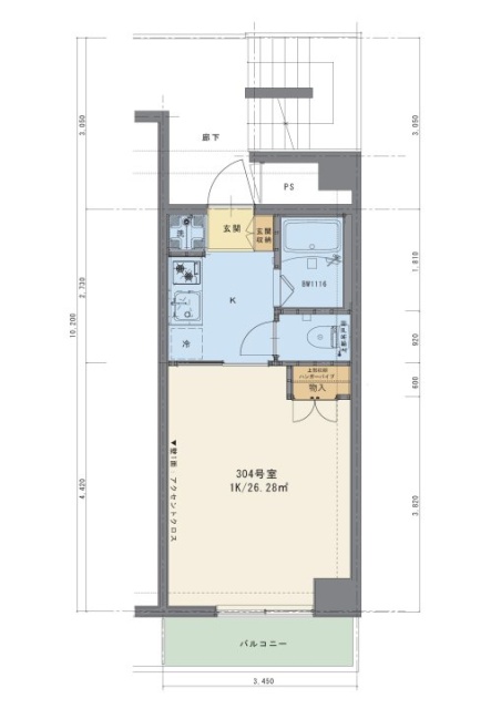 ドミシールカワイ304 間取り図