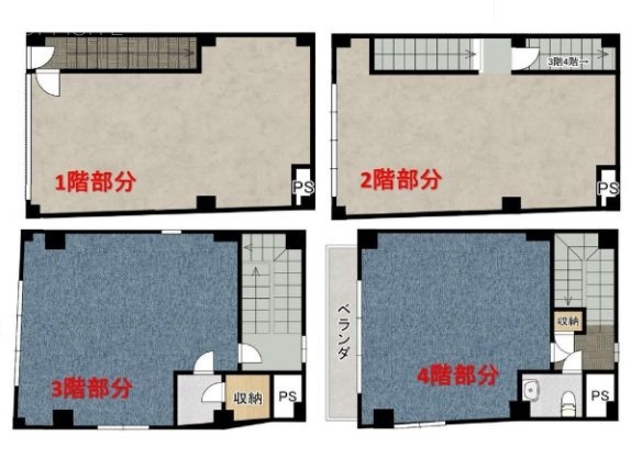グリーンヒル西荻ビル1F~4F 間取り図
