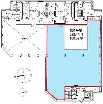 虎ノ門ツインビルディングE0801 間取り図