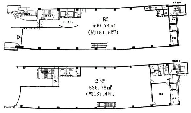 コロンブスビル1F~2F 間取り図
