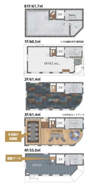 gran+ASAKUSABASHIⅡB1F~4F 間取り図