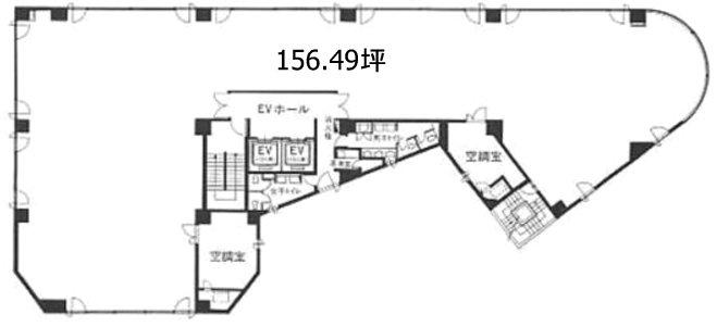 日本弘道会ビルの基準階平面図