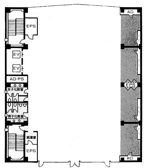 ハンファビルの基準階（3階～8階）平面図