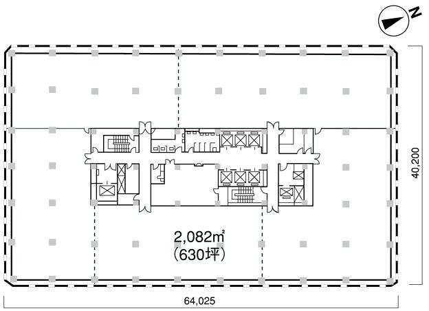 岸本ビルの基準階平面図