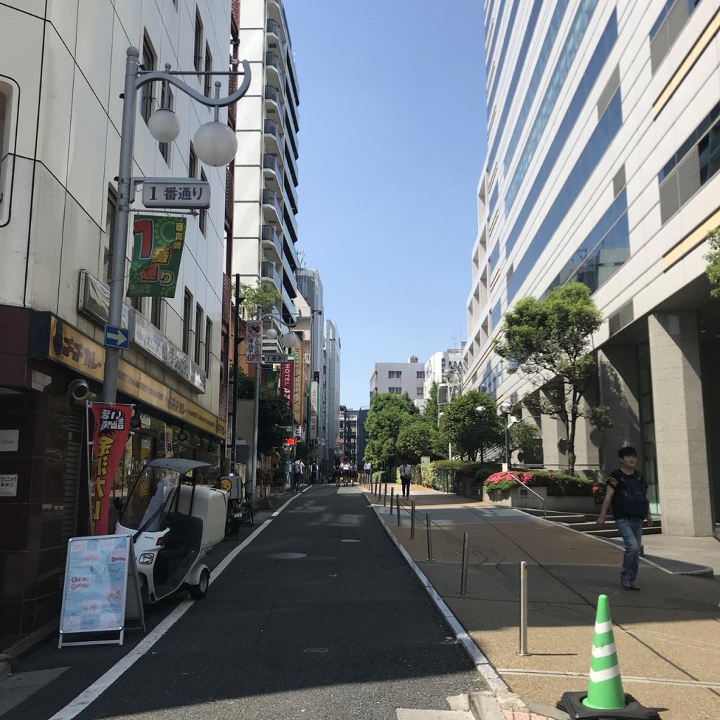東京都健康プラザ（ハイジア）のビル前面道路